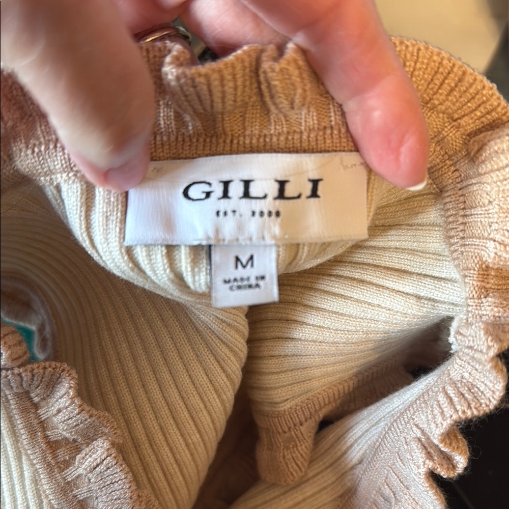 Gilli Cream Ribbed Ruffled Tank Top - Picture 2 of 5